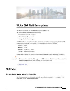 WLAN CDR Field Descriptions