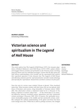 Victorian Science and Spiritualism in the Legend of Hell House