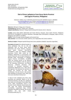 Diet of Draco Spilopterus from Ilocos Norte Province and Laguna Province, Philippines