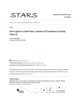 Set a Light in a Dark Place: Teachers of Freedmen in Florida, 1863-18