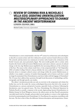Debating Orientalization: Multidisciplinary Approaches to Change in the Ancient Mediterranean (London: Equinox, 2006.)