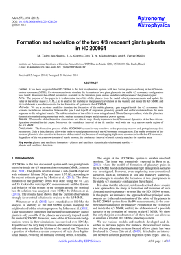Formation and Evolution of the Two 4/3 Resonant Giants Planets in HD 200964 M