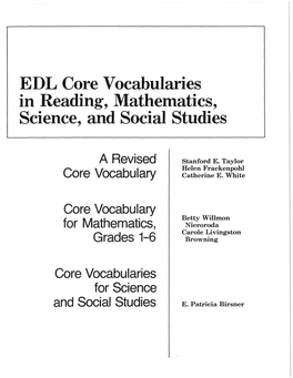 EDL Core Vocabularies in Reading, Mathematics, Science, and Social Studies