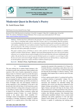 Modernist Quest in Devkota's Poetry