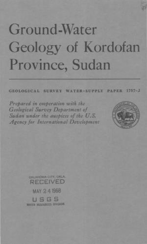 Ground-Water Geology of Kordofan Province, Sudan