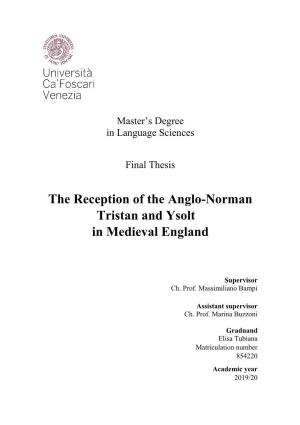 The Reception of the Anglo-Norman Tristan and Ysolt in Medieval England