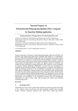 Polypropylene/Bamboo Fiber Composite for Injection Molding Application