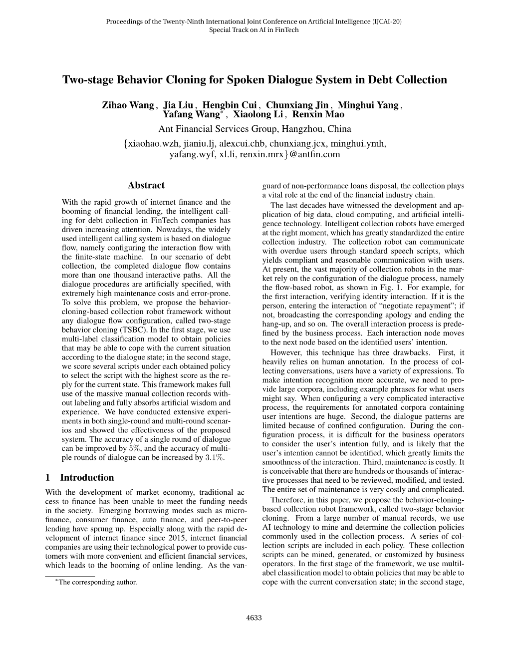 Two-Stage Behavior Cloning for Spoken Dialogue System in Debt Collection