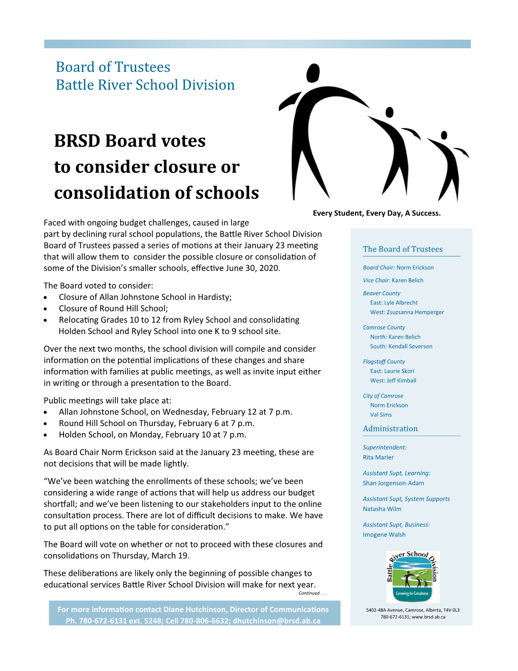 BRSD Board Votes to Consider Closure Or Consolidation of Schools Every Student, Every Day, a Success