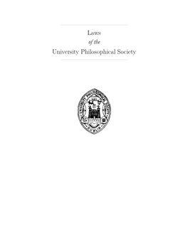 Laws of the University Philosophical Society ——————————————————————
