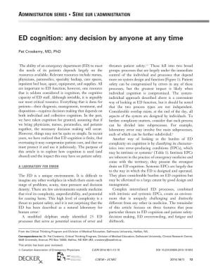 ED Cognition: Any Decision by Anyone at Any Time