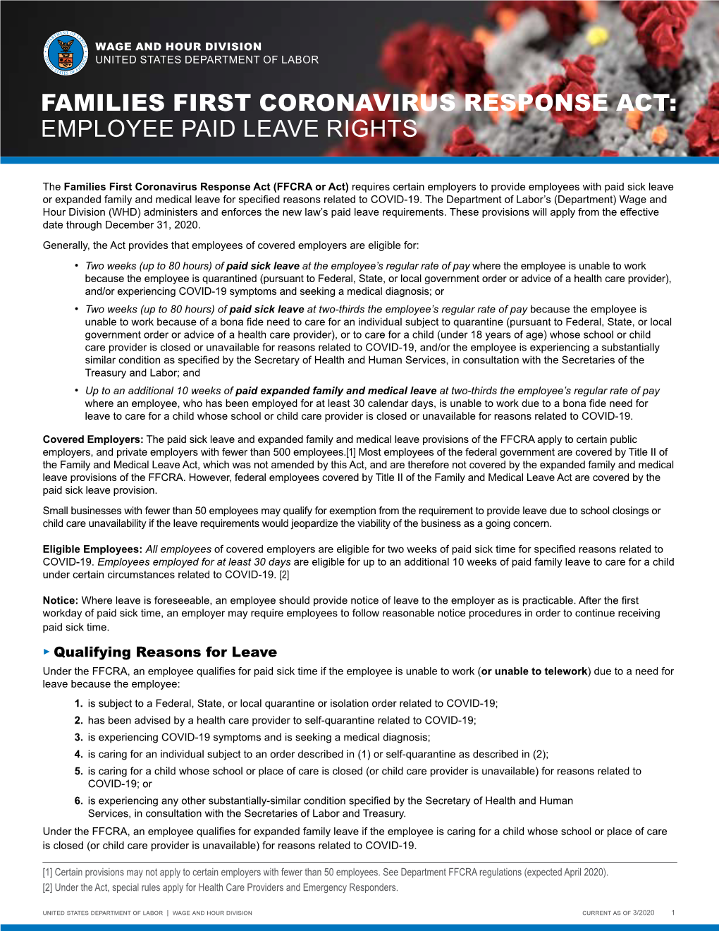 Families First Coronavirus Response Act: Employee Paid Leave Rights