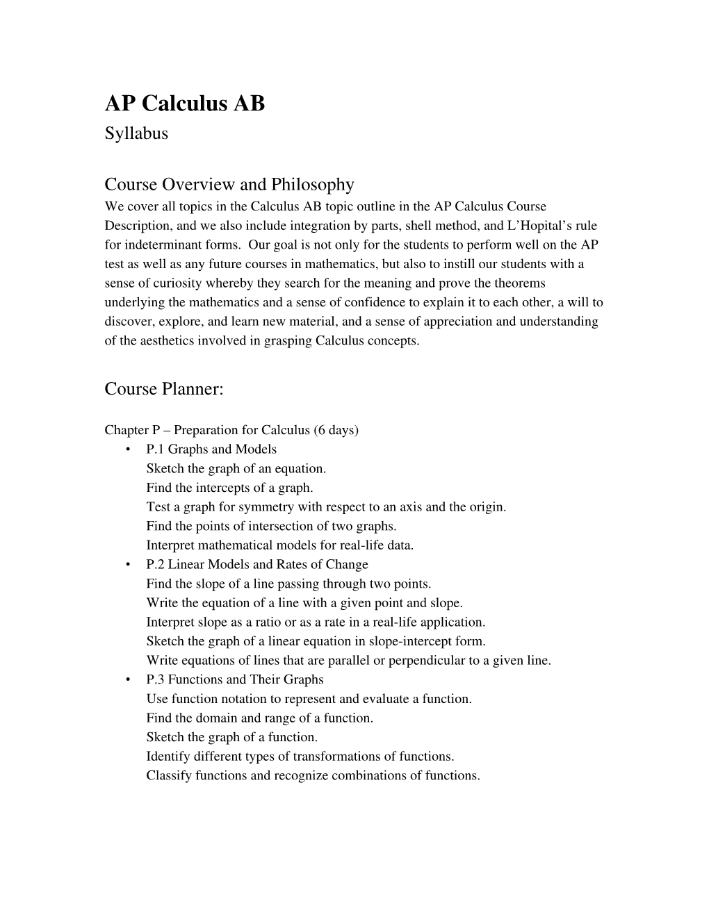 AP Calculus AB Syllabus DocsLib