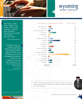 Wyoming NEWS SERVICE 2007 Annual Report