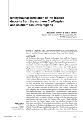 Ichthyofaunal Correlation of the Triassic Deposits from the Northern Cis-Caspian and Southern Cis-Urals Regions