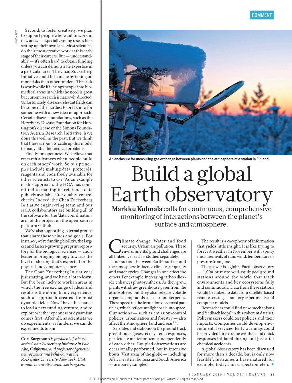 Build a Global Earth Observatory