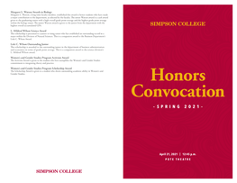 Honors Convocation –SPRING 2021–