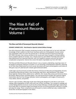 The Rise & Fall of Paramount Records Volume I