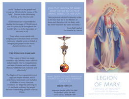 LEGION of MARY! “Many Can Hear of the Gospel and Recognize Christ Only by Means of the MARY NEEDS YOUR HELP Laity.” (Decree on the Missionary BRING SOULS to HER SON