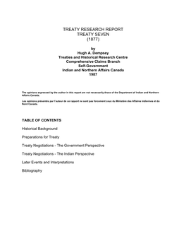 Treaty Research Report Treaty Seven (1877)