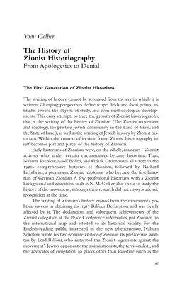 The History of Zionist Historiography from Apologetics to Denial