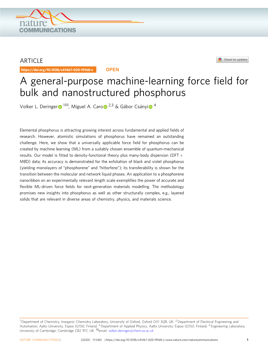 A General-Purpose Machine-Learning Force Field for Bulk And