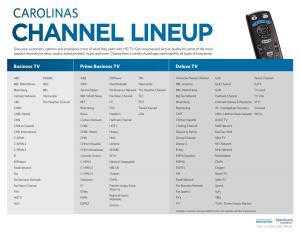 CHANNEL LINEUP Give Your Customers, Patrons and Employees More of What They Want with HD TV