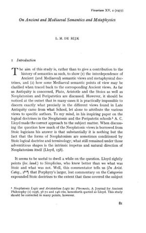 81 on Ancient and Mediaeval Semantics and Metaphysics L. M