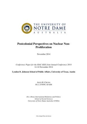 Postcolonial Perspectives on Nuclear Non- Proliferation