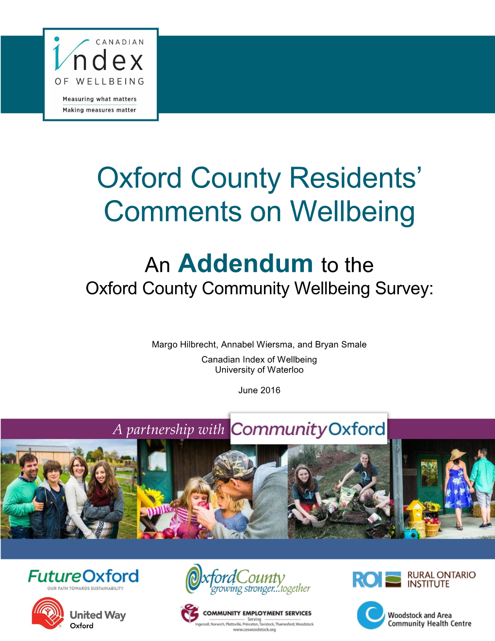 Oxford County Residents' Comments on Wellbeing