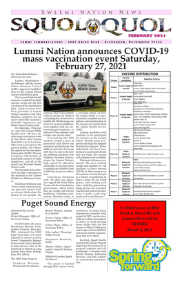 Lummi Nation Announces COVID-19 Mass Vaccination Event Saturday