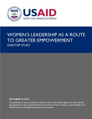 Women's Leadership As a Route to Greater Empowerment