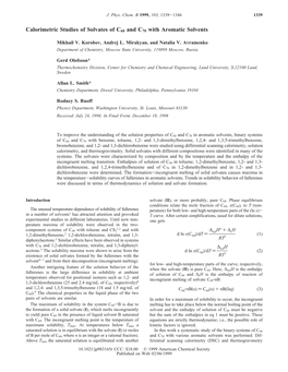 Calorimetric Studies of Solvates of C60 and C70 with Aromatic Solvents