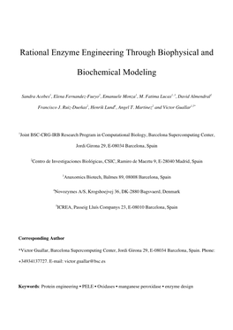 Rational Enzyme Engineering Through Biophysical And