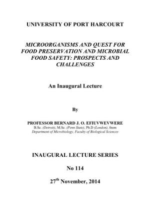 115Th Inaugural Lecture -2014 by Prof. Adewale Dosunmu