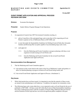 Event Permit Application and Approval Process Revision 2007/2008