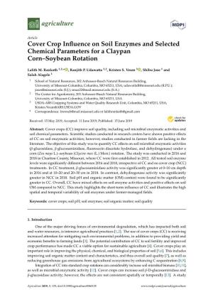 Cover Crop Influence on Soil Enzymes and Selected Chemical Parameters for a Claypan Corn–Soybean Rotation