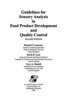 Guidelines for Sensory Analysis Food Product Development and Quality
