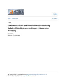 Globalized Digital Networks and Horizontal Information Processing