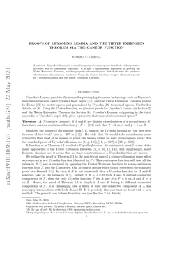 Arxiv:1910.10381V3 [Math.GN]