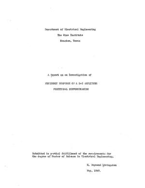A Report on an Investigation of Frequency Response of a D-C