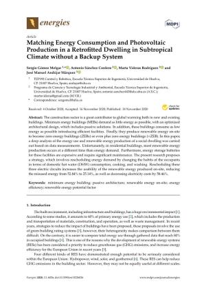 Matching Energy Consumption and Photovoltaic Production in a Retrofitted Dwelling in Subtropical Climate Without a Backup System