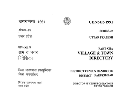 District Census Handbook District, Farukhabad, Part XII-A, Series-25