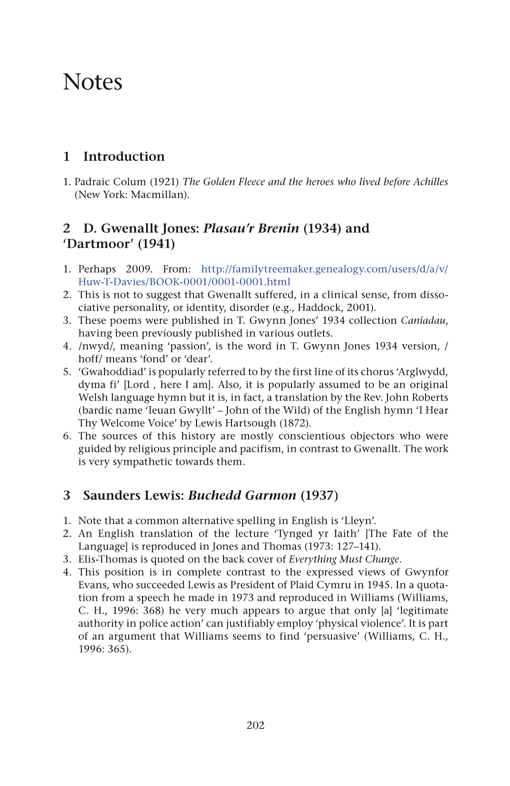 1 Introduction 2 D. Gwenallt Jones: Plasau'r Brenin (1934)