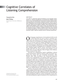 Cognitive Correlates of Listening Comprehension