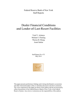 Dealer Financial Conditions and Lender-Of-Last-Resort Facilities