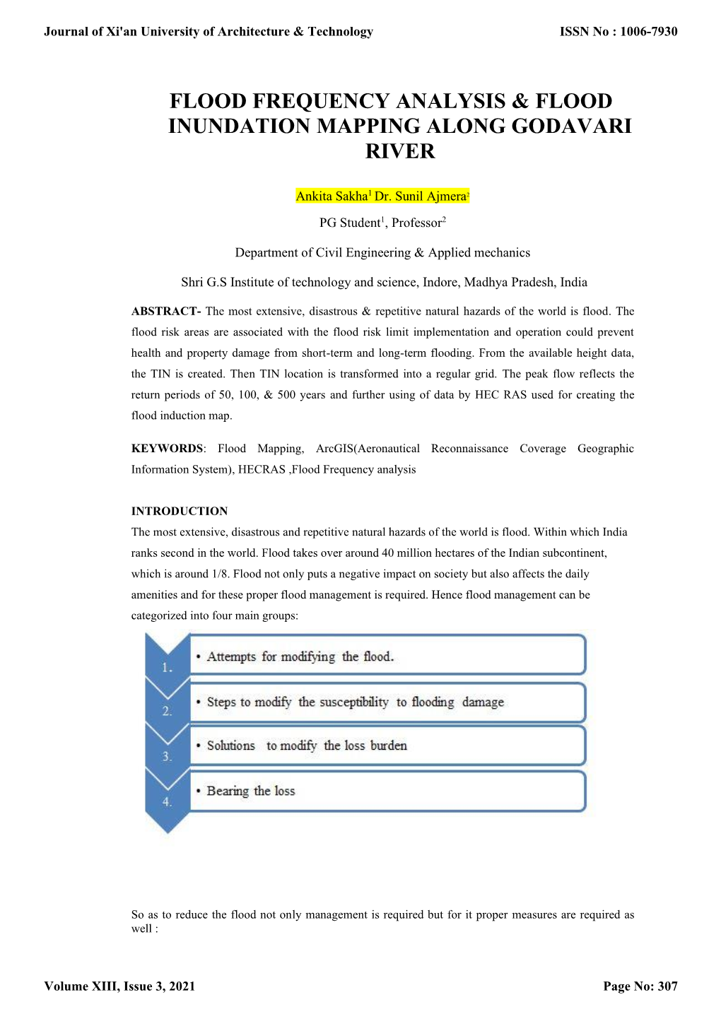 32. Flood Frequency Analysis & Flood Inundation Mapping Along Godavari