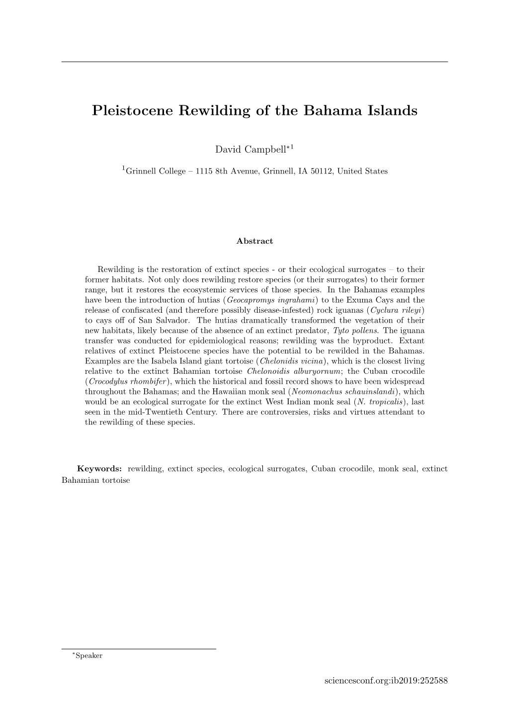 Pleistocene Rewilding of the Bahama Islands