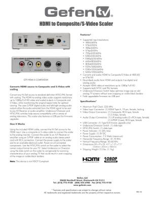 HDMI to Composite/S-Video Scaler