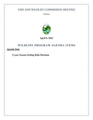 Fish and Wildlife Commission Meeting Wildlife Program